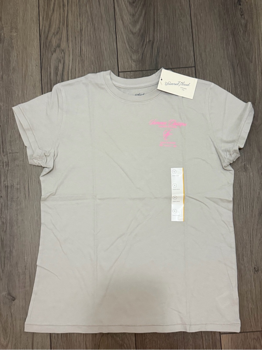 Women's Crewneck Tee with Pink Script Logo